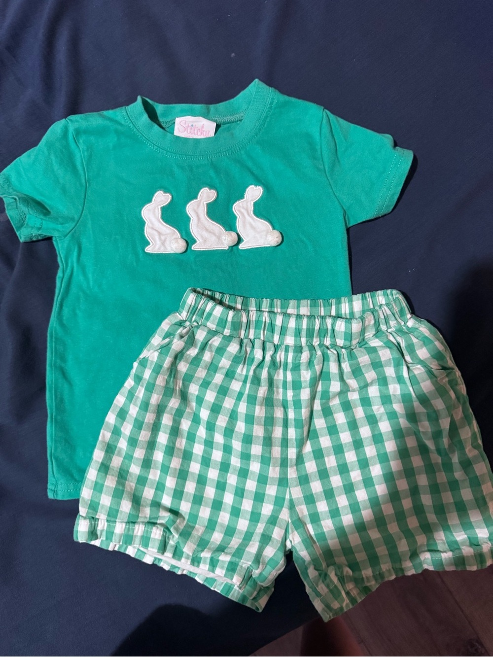 Stitchy fish smock set Easter 3t